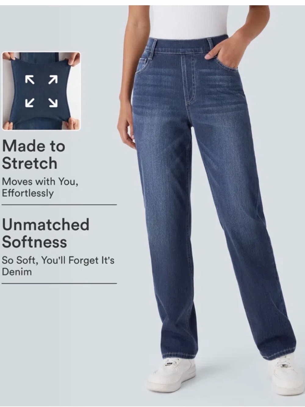 New Women's Halara Stretch Straight Jeans Large